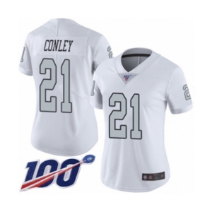 Women's Oakland Raiders #21 Gareon Conley Limited White Rush Vapor Untouchable 100th Season Football Jersey
