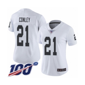 Women's Oakland Raiders #21 Gareon Conley White Vapor Untouchable Limited Player 100th Season Football Jersey