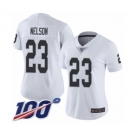 Women's Oakland Raiders #23 Nick Nelson White Vapor Untouchable Limited Player 100th Season Football Jersey