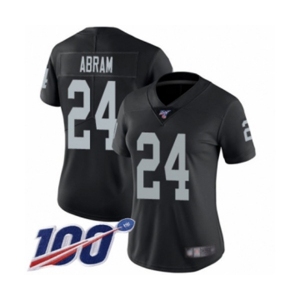 Women's Oakland Raiders #24 Johnathan Abram Black Team Color Vapor Untouchable Limited Player 100th Season Football Jersey