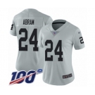 Women's Oakland Raiders #24 Johnathan Abram Limited Silver Inverted Legend 100th Season Football Jersey