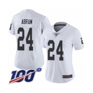 Women's Oakland Raiders #24 Johnathan Abram White Vapor Untouchable Limited Player 100th Season Football Jersey