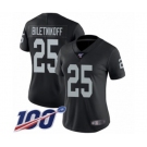 Women's Oakland Raiders #25 Fred Biletnikoff Black Team Color Vapor Untouchable Limited Player 100th Season Football Jersey