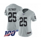 Women's Oakland Raiders #25 Fred Biletnikoff Limited Silver Inverted Legend 100th Season Football Jersey