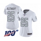 Women's Oakland Raiders #25 Fred Biletnikoff Limited White Rush Vapor Untouchable 100th Season Football Jersey