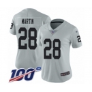 Women's Oakland Raiders #28 Doug Martin Limited Silver Inverted Legend 100th Season Football Jersey