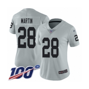 Women's Oakland Raiders #28 Doug Martin Limited Silver Inverted Legend 100th Season Football Jersey