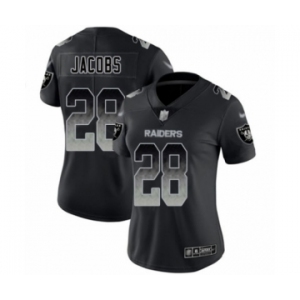 Women's Oakland Raiders #28 Josh Jacobs Black Smoke Fashion Limited Football Jersey