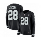 Women's Oakland Raiders #28 Josh Jacobs Limited Black Therma Long Sleeve Football Jersey