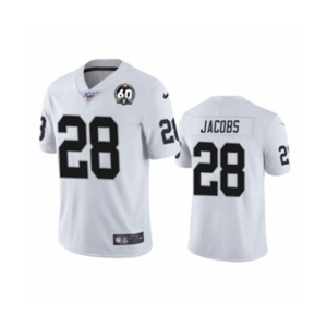 Women's Oakland Raiders #28 Josh Jacobs White 60th Anniversary Vapor Untouchable Limited Player 100th Season Football Jersey