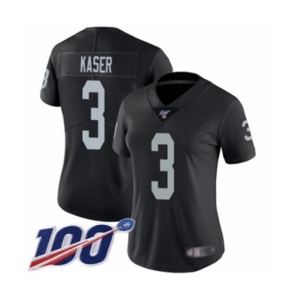 Women's Oakland Raiders #3 Drew Kaser Black Team Color Vapor Untouchable Limited Player 100th Season Football Jersey