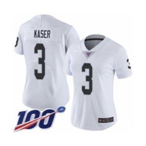 Women's Oakland Raiders #3 Drew Kaser White Vapor Untouchable Limited Player 100th Season Football Jersey