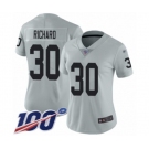 Women's Oakland Raiders #30 Jalen Richard Limited Silver Inverted Legend 100th Season Football Jersey