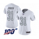 Women's Oakland Raiders #31 Isaiah Johnson Limited White Rush Vapor Untouchable 100th Season Football Jersey