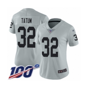 Women's Oakland Raiders #32 Jack Tatum Limited Silver Inverted Legend 100th Season Football Jersey