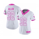 Women's Oakland Raiders #32 Marcus Allen Limited White Pink Rush Fashion Football Jersey