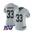 Women's Oakland Raiders #33 DeAndre Washington Limited Silver Inverted Legend 100th Season Football Jersey