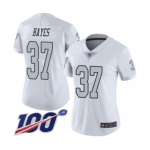 Women's Oakland Raiders #37 Lester Hayes Limited White Rush Vapor Untouchable 100th Season Football Jersey