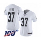 Women's Oakland Raiders #37 Lester Hayes White Vapor Untouchable Limited Player 100th Season Football Jersey