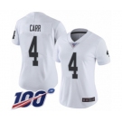 Women's Oakland Raiders #4 Derek Carr White Vapor Untouchable Limited Player 100th Season Football Jersey