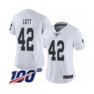 Women's Oakland Raiders #42 Ronnie Lott White Vapor Untouchable Limited Player 100th Season Football Jersey