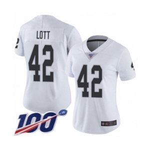 Women's Oakland Raiders #42 Ronnie Lott White Vapor Untouchable Limited Player 100th Season Football Jersey