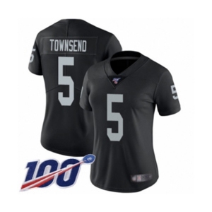 Women's Oakland Raiders #5 Johnny Townsend Black Team Color Vapor Untouchable Limited Player 100th Season Football Jersey