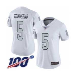 Women's Oakland Raiders #5 Johnny Townsend Limited White Rush Vapor Untouchable 100th Season Football Jersey