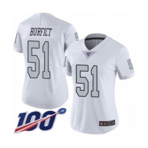 Women's Oakland Raiders #51 Vontaze Burfict Limited White Rush Vapor Untouchable 100th Season Football Jersey