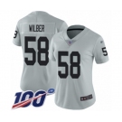 Women's Oakland Raiders #58 Kyle Wilber Limited Silver Inverted Legend 100th Season Football Jersey