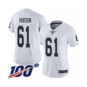 Women's Oakland Raiders #61 Rodney Hudson White Vapor Untouchable Limited Player 100th Season Football Jersey