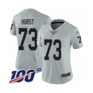 Women's Oakland Raiders #73 Maurice Hurst Limited Silver Inverted Legend 100th Season Football Jersey