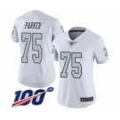 Women's Oakland Raiders #75 Brandon Parker Limited White Rush Vapor Untouchable 100th Season Football Jersey