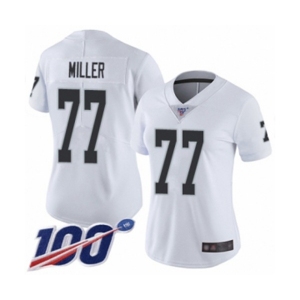 Women's Oakland Raiders #77 Kolton Miller White Vapor Untouchable Limited Player 100th Season Football Jersey