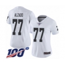 Women's Oakland Raiders #77 Lyle Alzado White Vapor Untouchable Limited Player 100th Season Football Jersey