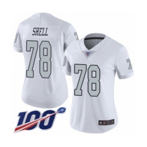 Women's Oakland Raiders #78 Art Shell Limited White Rush Vapor Untouchable 100th Season Football Jersey