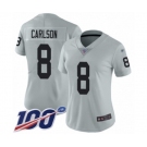 Women's Oakland Raiders #8 Daniel Carlson Limited Silver Inverted Legend 100th Season Football Jersey