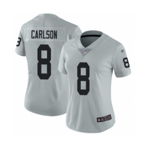 Women's Oakland Raiders #8 Daniel Carlson Limited Silver Inverted Legend Football Jersey