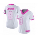 Women's Oakland Raiders #8 Daniel Carlson Limited White Pink Rush Fashion Football Jersey