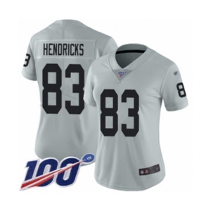 Women's Oakland Raiders #83 Ted Hendricks Limited Silver Inverted Legend 100th Season Football Jersey