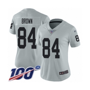 Women's Oakland Raiders #84 Antonio Brown Limited Silver Inverted Legend 100th Season Football Jersey