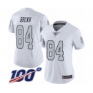 Women's Oakland Raiders #84 Antonio Brown Limited White Rush Vapor Untouchable 100th Season Football Jersey