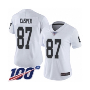 Women's Oakland Raiders #87 Dave Casper White Vapor Untouchable Limited Player 100th Season Football Jersey