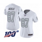 Women's Oakland Raiders #87 Foster Moreau Limited White Rush Vapor Untouchable 100th Season Football Jersey