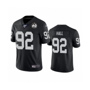 Women's Oakland Raiders #92 P.J. Hall Black 60th Anniversary Vapor Untouchable Limited Player 100th Season Football Jersey