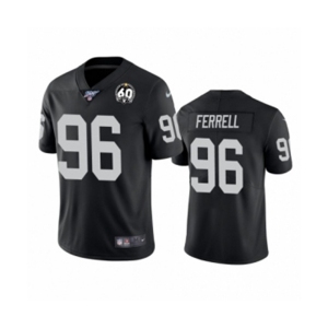 Women's Oakland Raiders #96 Clelin Ferrell Black 60th Anniversary Vapor Untouchable Limited Player 100th Season Football Jersey