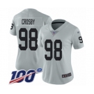 Women's Oakland Raiders #98 Maxx Crosby Limited Silver Inverted Legend 100th Season Football Jersey