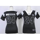 nike women nfl jerseys oakland raiders #24 woodson black[nike][fashion Rhinestone sequins][woodson]