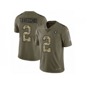 Youth Nike Oakland Raiders #2 Giorgio Tavecchio Limited Olive Camo 2017 Salute to Service NFL Jersey