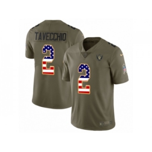 Youth Nike Oakland Raiders #2 Giorgio Tavecchio Limited Olive USA Flag 2017 Salute to Service NFL Jersey